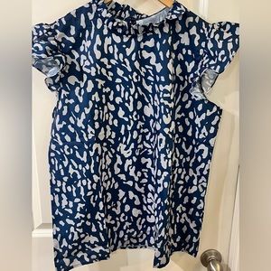 Mocked, ruffle sleeved blouse